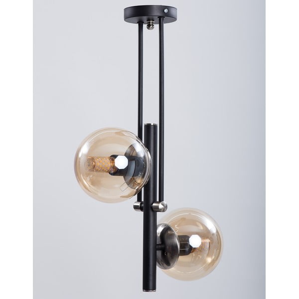 Черно осветително тяло за таван със стъклен абажур ø 15 cm Libra – Squid Lighting-image-2