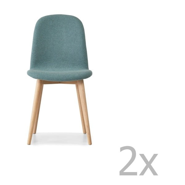 Комплект от 2 светлосини трапезни стола с масивни дъбови крака WOOD AND VISION Basic - Wood and Vision
