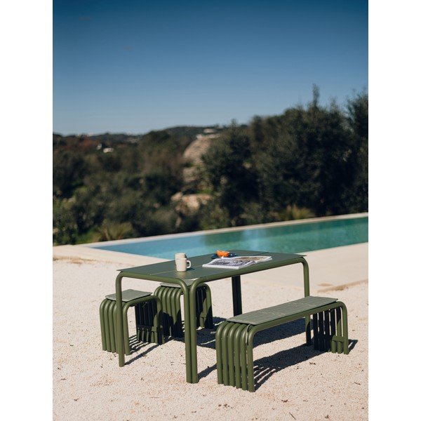 Зелена градинска пейка метална Nokk – noo.ma-image-1