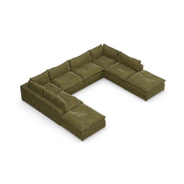 Зелен ъглов U-образен диван Moonlight - Furninova-image-3
