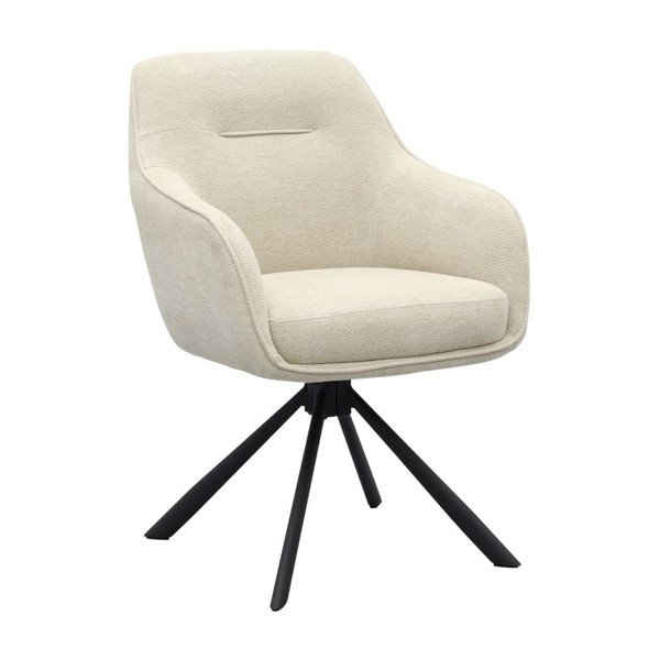 Кремав тапициран трапезен стол с подлакътници Avola – Unique Furniture