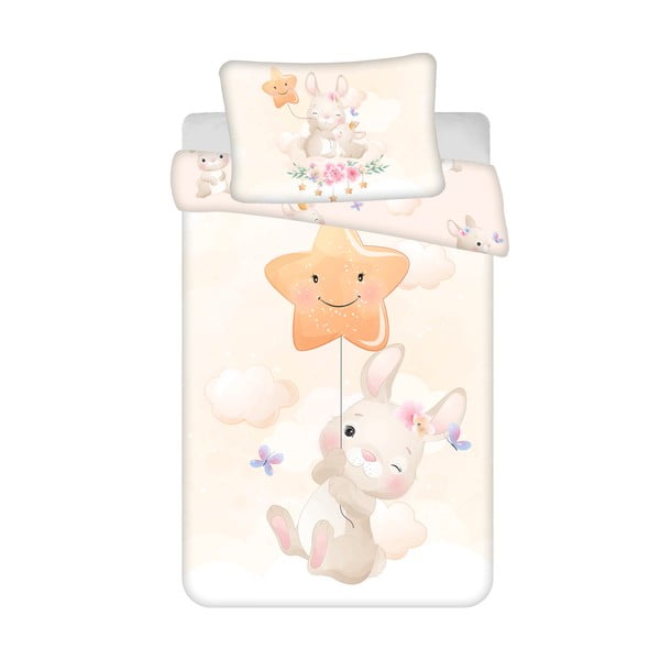 Жълто памучно детско спално бельо 100x135 cm Bunny "Star" – Jerry Fabrics