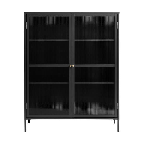 Черна метална витрина 111x140 cm Bronco - Unique Furniture