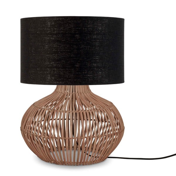 Настолна лампа с текстилен абажур в черен и естествен цвят (височина 48 cm) Kalahari - Good&Mojo
