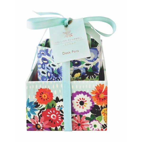 Sada 3 úložných boxů na stůl Portico Designs Bleu Floral