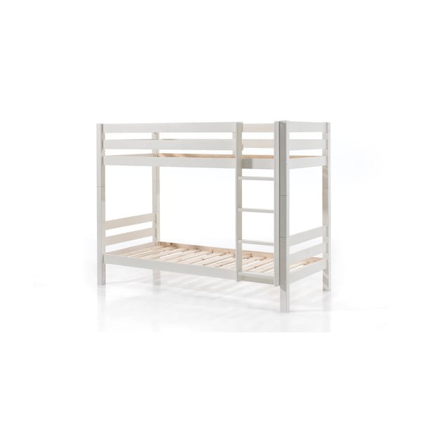 Бяло детско легло 90x200 cm от масивен бор двуетажно/разтегателно с място за съхранение PINO – Vipack-image-3