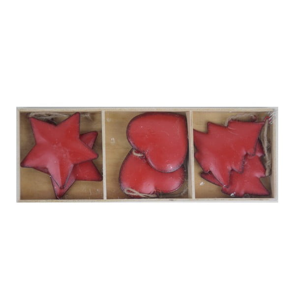Комплект от 6 червени коледни орнамента Pine - Ego Dekor
