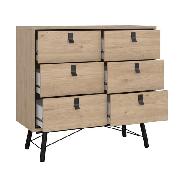 Нисък скрин с дъбов декор в естествен цвят 102x99 cm Ry - Tvilum-image-4