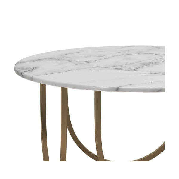 Бяла/ в златист цвят кръгла масичка за кафе от декор от мрамор ø 79 cm Gwyneth – CosmoLiving by Cosmopolitan-image-4