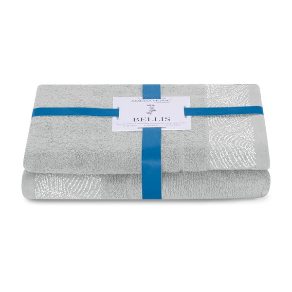 Светлосиви памучни хавлии и кърпи за баня в комплект от 2 бр. от тери Bellis – AmeliaHome