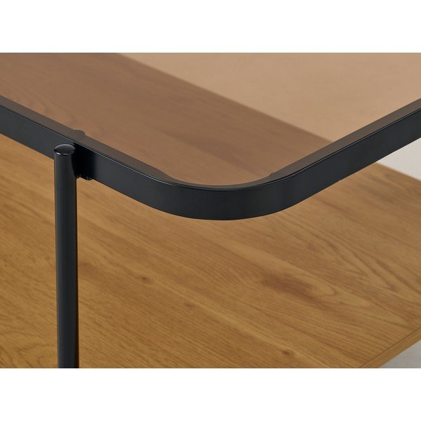 Масичка за кафе със стъклен плот в естествен цвят 60x120 cm Hassel – Unique Furniture-image-1