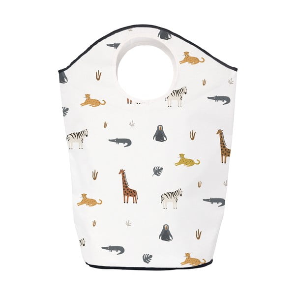 Бяла текстилна детска кошница за играчки 57x26x70 cm Safari Animals – Butter Kings