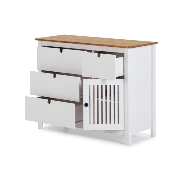 Бял дървен скрин с чекмеджета Bruna - Marckeric-image-4