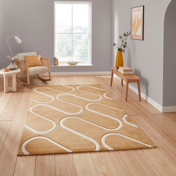 Килим в цвят жълта охра 120x170 cm Linear Curve – Catherine Lansfield-image-2