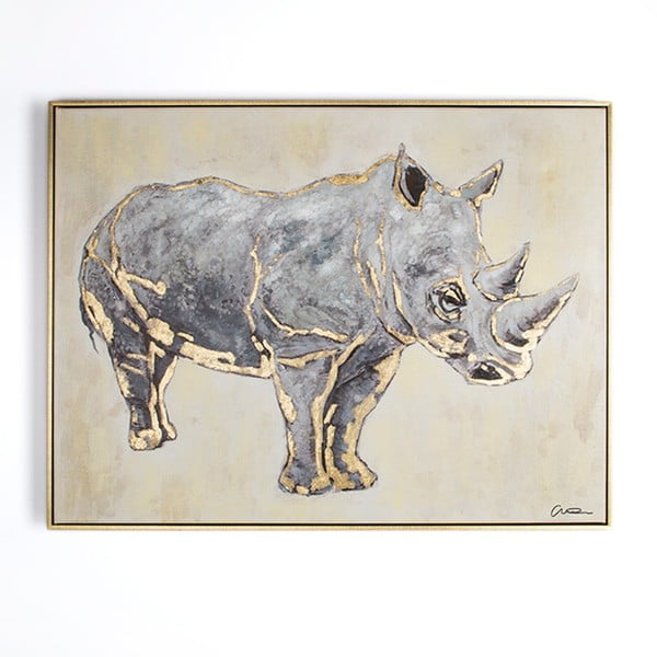 Ръчно рисувана картина Носорог, 80 x 60 cm - Graham & Brown