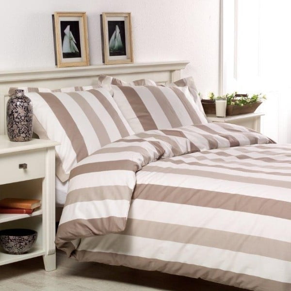 Спално бельо за едно легло от памучен сатен Scott Бежово, 140 x 200 cm - Ekkelboom