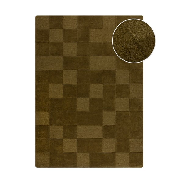 Ръчно изработен вълнен килим в цвят каки 120x170 cm Checkerboard – Flair Rugs