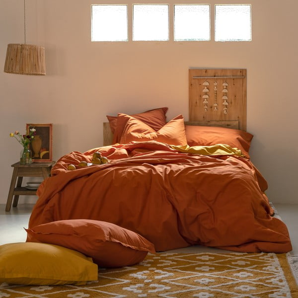 Оранжева памучна завивка за двойно легло 200x200 cm Basic - Happy Friday