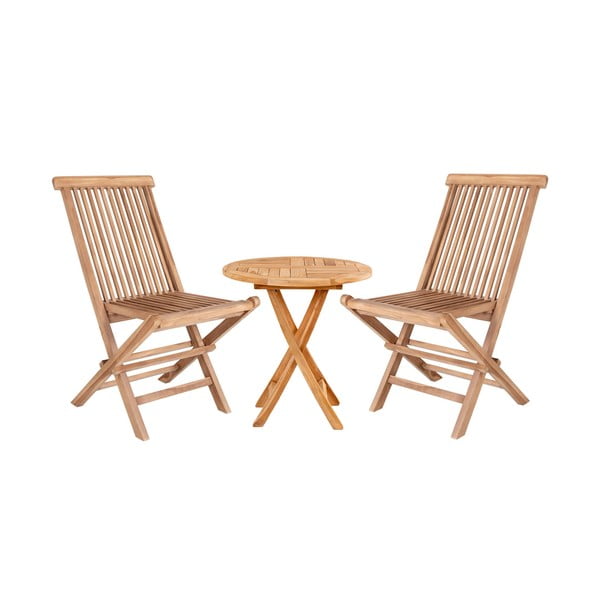 Градински трапезен комплект от тиково дърво за 2 лица със стол Toledo и маса Oviedo, ⌀ 70 cm - Bonami Essentials