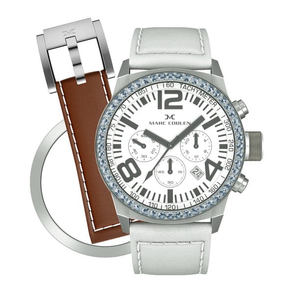 Dámské hodinky Marc Coblen s páskem a kroužkem navíc P103