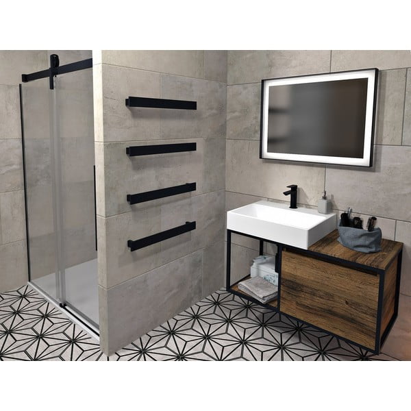 Матово черна стенна поставка за кърпи Patron – Sapho-image-1