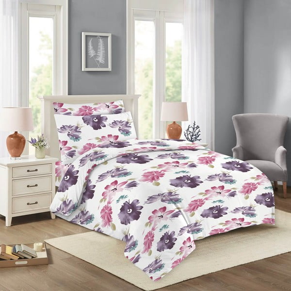 Розово и лилаво памучно спално бельо за единично легло 140x200 cm Nela - Cotton House