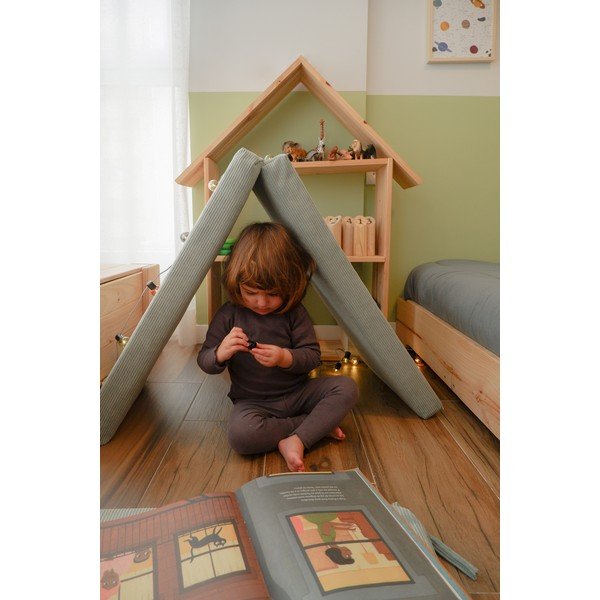 Светлосин велурен бебешки пуф Montessori - Little Nice Things-image-3