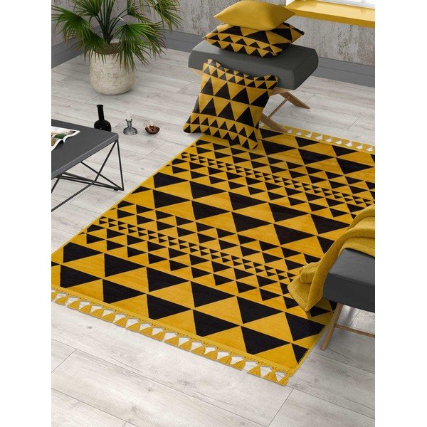Жълт миещ се килим 200x100 cm - Vitaus-image-1
