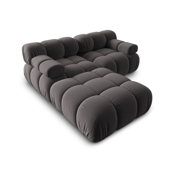 Тъмносив ъглов диван от кадифе Bellis - Micadoni Home-image-4