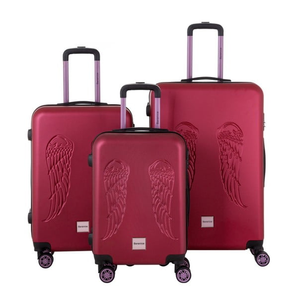 Комплект от 3 червени куфара Wingy - Berenice