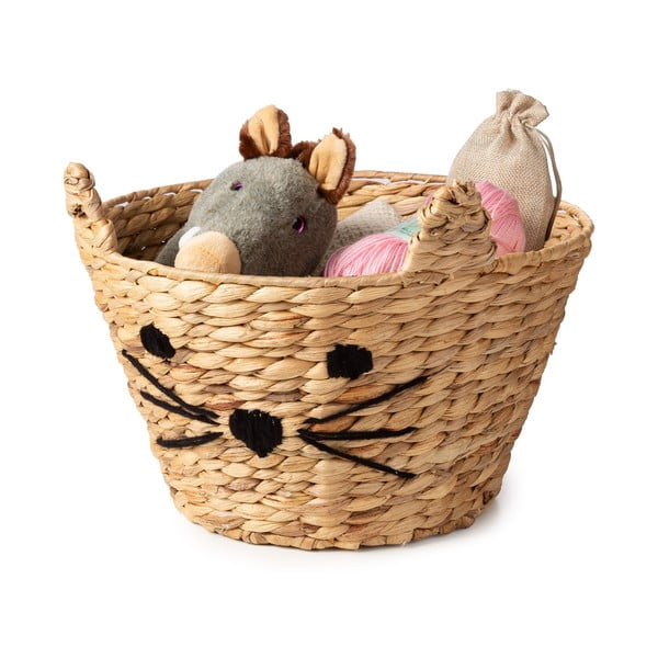 Детска кошница за играчки от воден зюмбюл естествена ø 35x26 cm Cat – Compactor-image-1