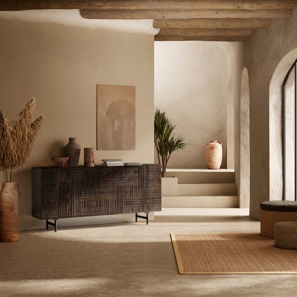 Тъмнокафяв скрин от масивно манго 160x75x40 cm Kalai – MOME-image-1