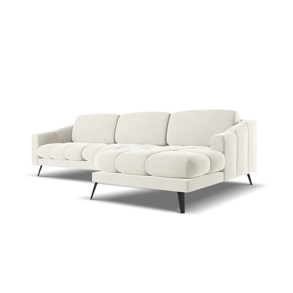 Кремав кадифен ъглов диван (десен ъгъл) Nalu – Makamii-image-2