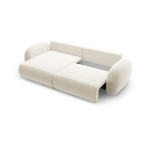 Кремав кадифен сгъваем/с място за съхранение ъглов диван Tonale – Cosmopolitan Design-image-3
