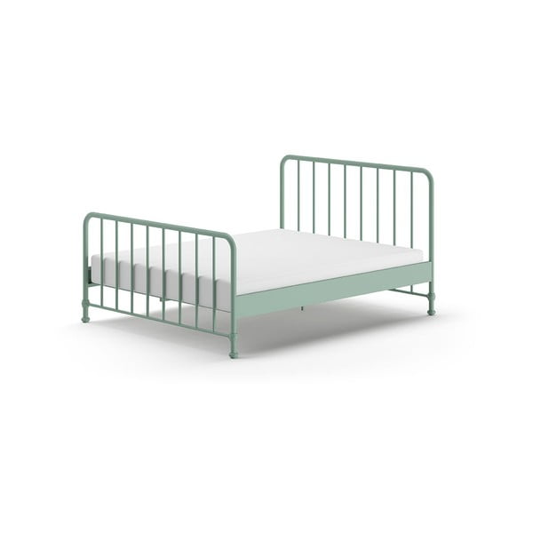 Зелено метално единично легло с решетка 160x200 cm BRONXX - Vipack