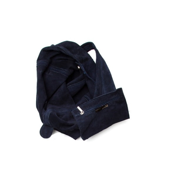 Тъмносиня кожена чанта 885 Blu - Roberta M-image-3