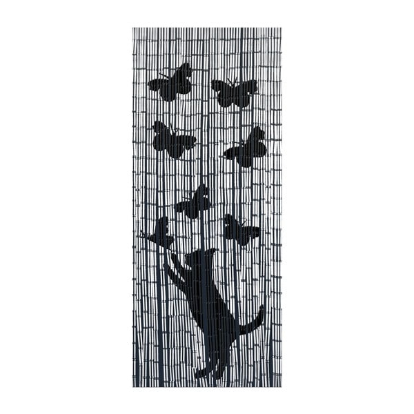 Черно-сива бамбукова завеса за врата 200x90 cm Cat and Butterfly - Maximex