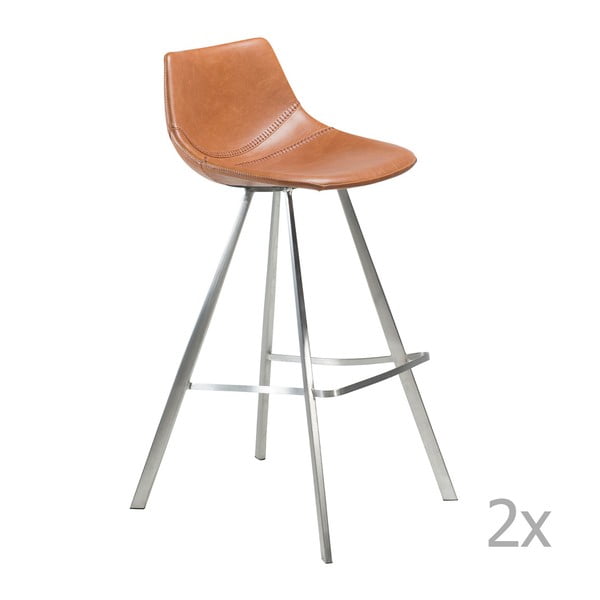 Sada 2 hnědých barových židlí s ocelovým podnožím DAN– FORM Pitch