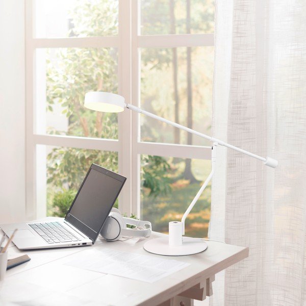 LED настолна лампа с огъваща се структура в матово бял цвят (височина 64 cm) Manduro – Trio-image-1