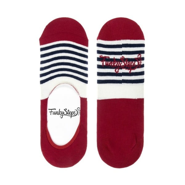 Ниски чорапи на червени ивици, размер 39 - 45 - Funky Steps