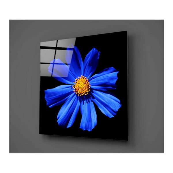 Черно и синьо рисуване върху стъкло Flowerina, 30 x 30 cm - Insigne