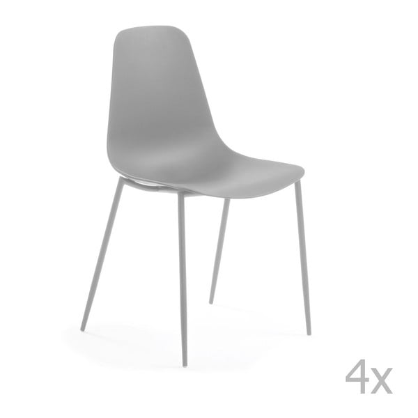 Sada 4 šedých jídelních židlí La Forma Wassu