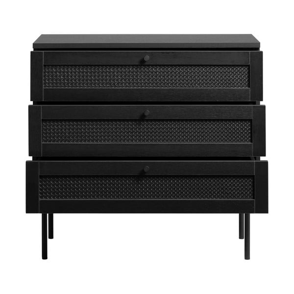 Черен нисък скрин от дъб 80x75 cm Pensacola - Unique Furniture-image-4