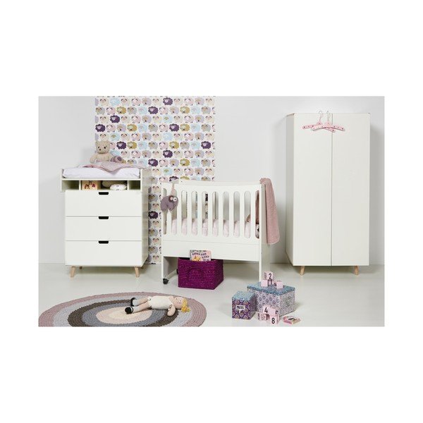 Бяло детско легло на колела с подвижна странична релса , 89 x 44 cm - Manis-h-image-4