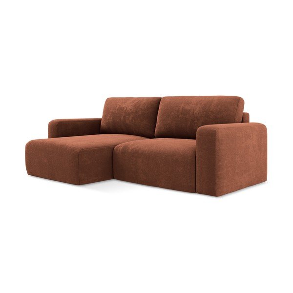 Теракотен шенилов сгъваем/с място за съхранение ъглов диван (ляв ъгъл) Kona – Makamii-image-2