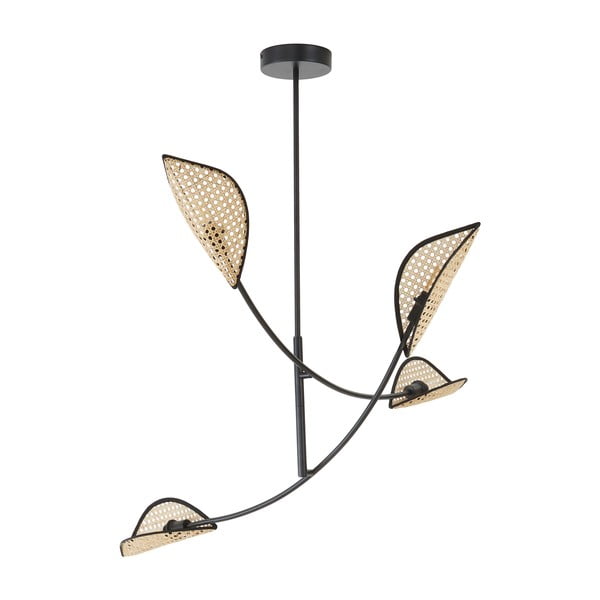 Черна висяща лампа с абажури от ратан Freja - Westwing Collection