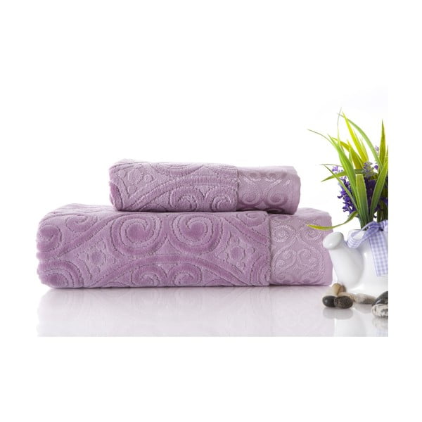 Set dvou ručníků Hanzade Lilac, 70x140 a 50x90 cm