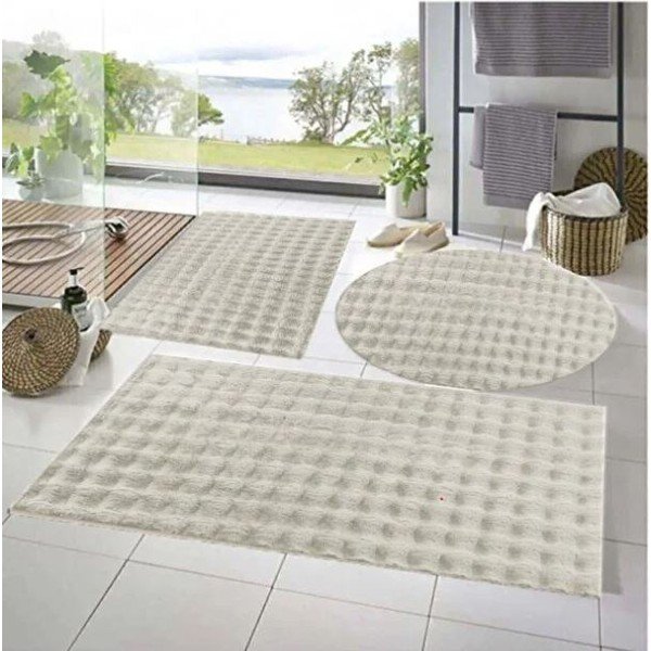 Кремави килими за баня в комплект 3 бр. 60x100 cm Powder – Mila Home