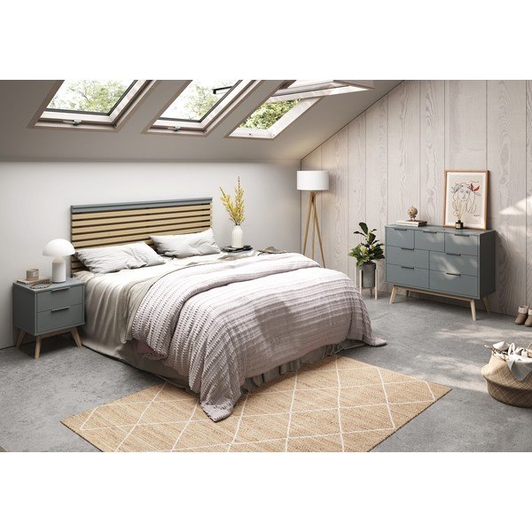 Табла за легло от декор от бор в естествен цвят/сиво-зелена 163x100 cm Estefania – Marckeric-image-1