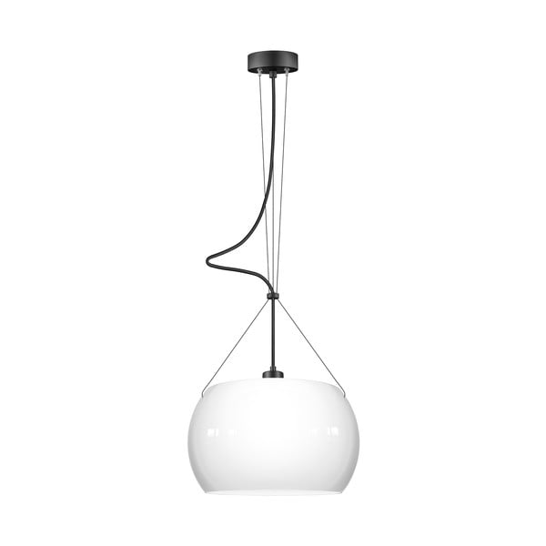 Бяла висяща лампа с черен кабел Гланцирана, ⌀ 33 cm Momo - Sotto Luce